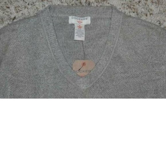 Mens Sweater Dockers Beige Small V-neck Comfort Touch Long Sleeve Acrylic - Picture 3 of 4